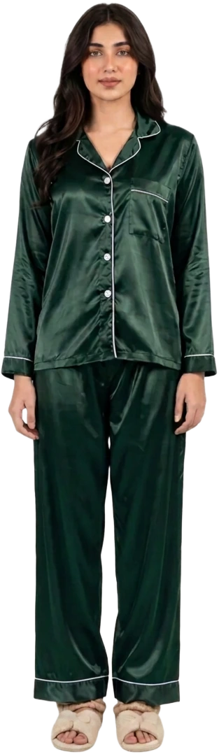 Dark green collared PJ set