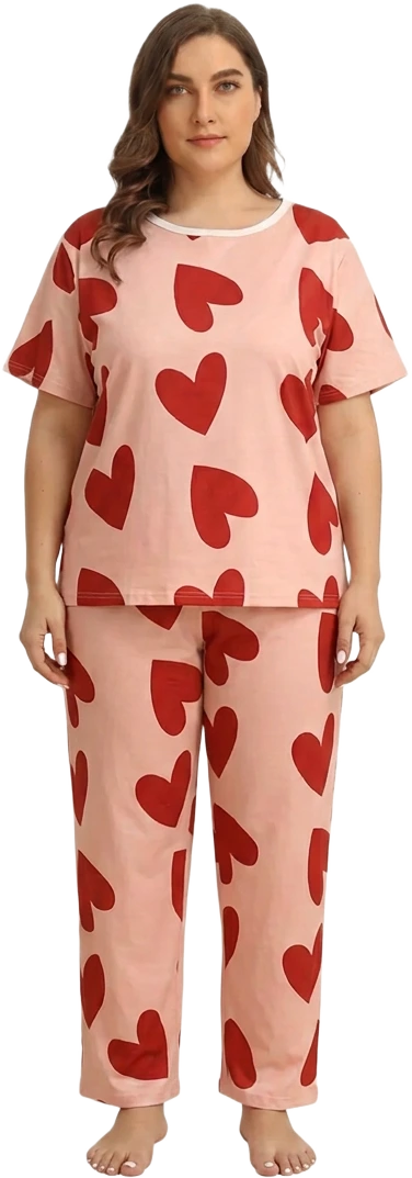 Pink Dilber heart-print PJ set