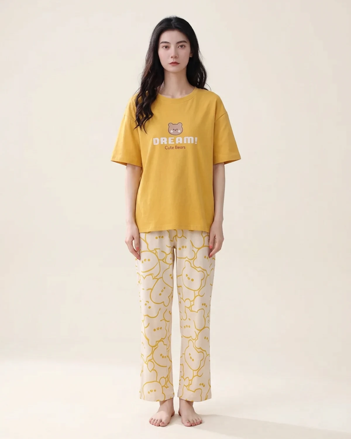 Dream Bear printed two-piece night suit